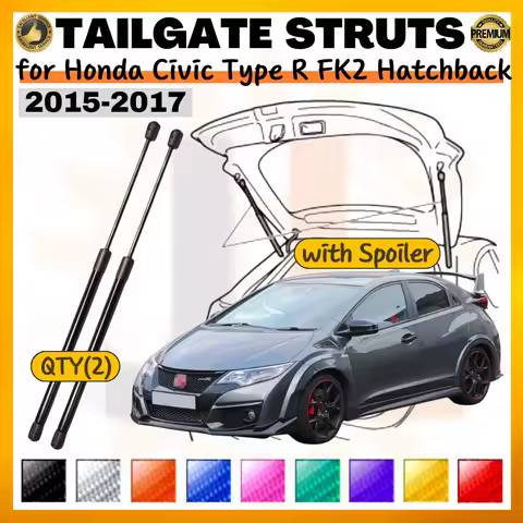 Qty(2) Trunk Struts for Honda Civic Type R FK2 Hatchback 2015-2017 with Spoiler Rear Tailgate Boot L