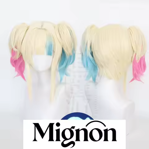 Suicide Squad: Isekai Harley Quinn Cosplay Wig Simulation Scalp Top Tiger Clip Twin Tails Halloween