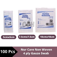 Nur Care Non Woven 4 ply Gauze Swab 100pcs ( 5cmx5cm /7.5cmx7.5cm/ 10cmx10cm )