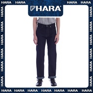 Hara Original Regular Fit กางเกงยีนส์ สีดำ ด้ายเทา ป้ายหนัง รุ่น HMR1-9019-02