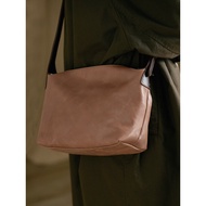 Gujia Literary Retro Vegetable Tanned Cowhide Contrast Color One-Shoulder Diagonal Backpack Large-Ca