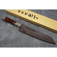 🇯🇵義弘作 單刃 劍形牛刀 切付牛刀 銀三鋼 240mm + 鐵刀木刀鞘 💓 蛇紋三銀卷雙黑水牛柄 💓 日本高級廚刀 💓 鄉佑馬允義弘作