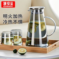 GIANXI 凉水壶玻璃水壶耐热防爆水瓶家用大容量凉白开水杯茶壶套装冷水壶跑花茶果汁 单壶1800ML