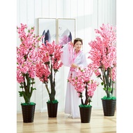Pokok Peach Blossom Tiruan Tanaman Berpasu Hiasan Ruang Tamu Pokok Peach Lantai Bunga Pokok Dalaman 