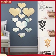 RAN* 10Pcs Romantic Love Heart 3D Mirror Effect Wall Art Sticker Decal Home Decor