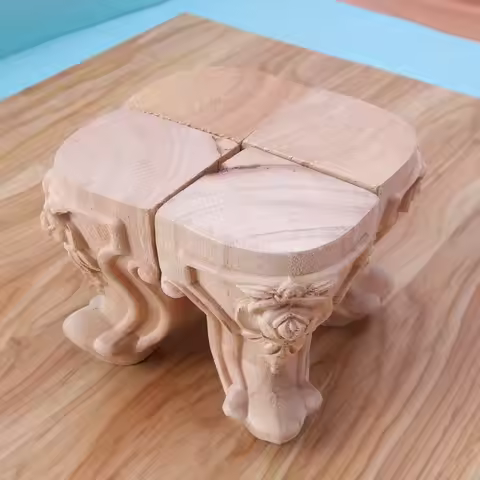 4/8pc Wooden Furniture Legs Replacement Feet Solid Wood Flower Carved TV Cabinet Sofa Couch Chair Ot