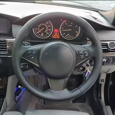 DIY Car Steering Wheel Cover Microfiber Leather For BMW E60 E61 Touring 530d M sport 545i 550i Steer