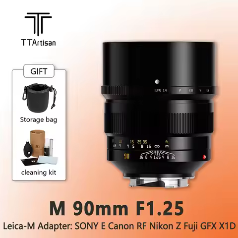 TTArtisan 90mm F1.25 Full Frame Lens for Leica M-Mount Cameras Like Leica M-M M240 M3 M6 M7 M8 M9 M9