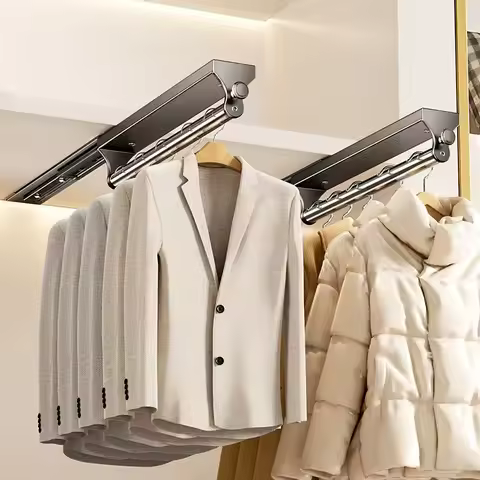 Pull Out Trousers Rack Wardrobe Pant Organizer Retractable Closet Pants Hanger Right Left Side Teles