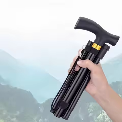 Foldable Trekking Poles, Crutches, Aluminum Alloy Telescopic Poles, Multifunctional Lightweight Crut