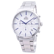 [𝐏𝐎𝐖𝐄𝐑𝐌𝐀𝐓𝐈𝐂] Orient RA-KV0302S00C Quartz Contemporary Chronograph White Blue Japan Made Watch RA-KV0302S