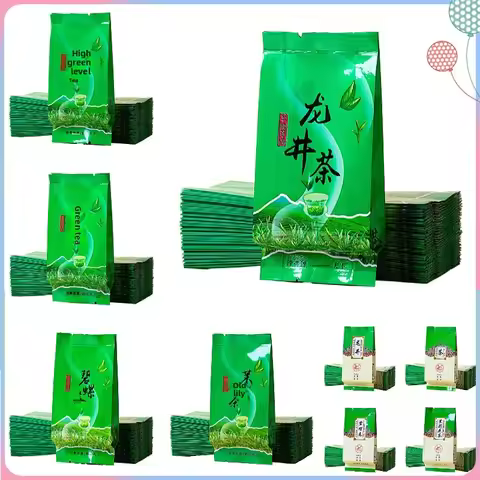 Green Tea Small Bubble Bag Printing Dragon Well Biluochun Jasmine Tea Packaging Bag Snack Subpackage