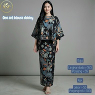 One Set Batik Dobby Cotton Blouse Batwing/ Batik for Party, Graduation, Batik Suit Wanita