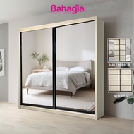 ✨ Free Delivery Install ✨ Bahagia Oak Anti-Jump Sliding Door Wardrobe 5x8/6x8/8x8 Almari Baju ~ Ward