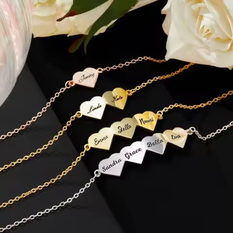 MaiLun Personalize Name Hearts Bracelet-rosegold gold Stainless Steel customized Bracelet Best Mothe