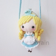 Crochet Amigurumi Doll Alice in Wonderland Plush Doll Metal Frame Bag Kiss Lock Purse