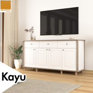 KIRANA Austin - Meja TV Kayu / Bufet TV / Rak TV / Lemari TV / Backdrop TV Putih Modern Minimalis