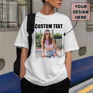 Customized Y2K Summer Women Loose White T-Shirt, Upload Your Photo, Customize Your Text/Blessing/Nam