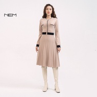 Women's youthfully designed dress NEM Fashion D60362 in cream brown