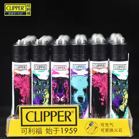 24 Mini Clipper Lighter Set with Nylon Grinding Wheel, Butane Gass Inflatable Lighter, Smoking Acces