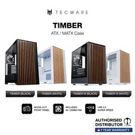 Tecware Timber High Airflow ATX TG, Timber M TG Case (4 x 12cm fans included, USB 3 x2), Black & Whi