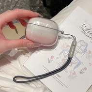 Clear Gradient Pink Case for Bowers&Wilkins B&W Pi8/Pi6 Wireless Earphones with Strap Ultra-Thin Tra