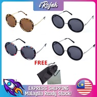 [iRojak] Fashion Retro Big Round Sunglasses 复古圆框墨镜 Cermin Mata Hitam Bingkai Bulat - KT84