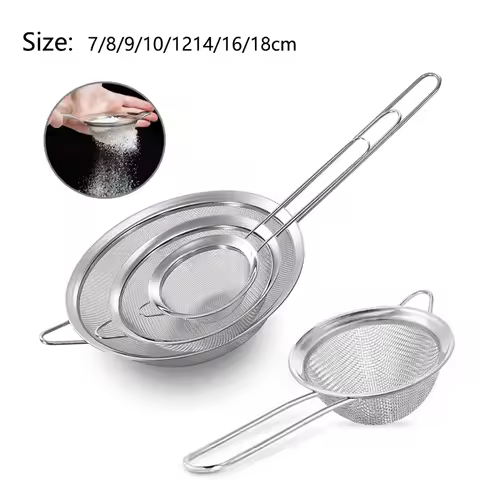 1-4pcs Stainless Steel Fine Mesh Strainer Flour Sifter For Baking With Handle Flour Sieve Sifter Bak