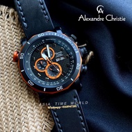 *Ready Stock*ORIGINAL Alexandre Christie 6308MCLIPBAORBO Genuine Leather Water Resistant Chronograph