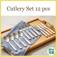 dinner cutlery set 12pcs spoon fork knife dessert spoon fork butter knife Korean Style dinner dessert cutlery set