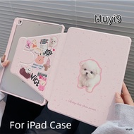 INS Creative Splash-ink Cartoon Funny Cute Puppy For IPad10.2 Shell Ipad10th Cover Mini6 Ipad9.7 Pink 360° Holder Cover Air10.9 Case Pro11/ipad12.9 Anti-bending Cover Ipad7th Shell