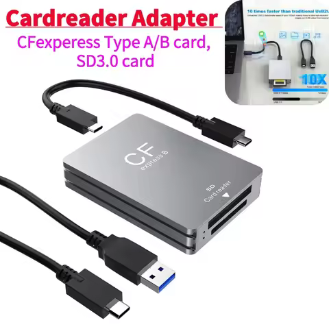 2 in 1 CFexpress Type A/B&SD Card Reader CFexpress Reader Adapter USB 3.2 10Gbps Dual-Slot with USB 