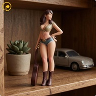 Hand Painted Resin Figurine 1/18 Scale Guitar Girl Figurine Detailed Face Standing Girl Miniature Fi