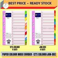 OKADA PAPER COLUOR INDEX DIVIDER-12 COLOUR / JAN-DEC / INDEX DIVIDER