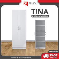 ZESSO 2-DOORS WARDROBE / ALMARI BAJU (DARK OAK/ WHITE) /Almari Pakaian 2 Pintu / almari murah ikea