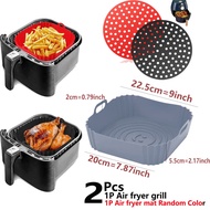 Round Square Air Fryers Oven Baking Tray Mat Fried Chicken Basket Mat Air Fryer Silicone Pot Grill Pan Kitchen Accessories Tool