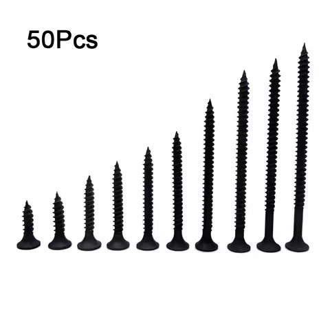 50Pcs M3.5 High-Strength Screw Drywall Screw Self-Tapping Screw Woodworking Lengthened Hardened Blac