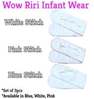 3pcs Bigkis for Newborn COTTON Fabric Baby Essential Belly Binder Overlap Bigkis (White, Blue and Pi