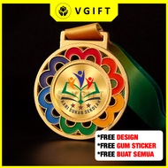 [KL SELLER] METAL Medal Both Side Sticker Medal Besi (Alloy)  with Colour Ribbon  (Free Design )