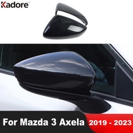For Mazda 3 Axela 2019 2020 2021 2022 2023 Carbon Fiber Car Rearview Mirror Cover Trim Side Wing Mirrors Cap Overlay Accessories