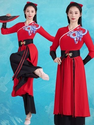 Classical Dancing Dress Elegant Ancient Costume Handsome Chivalrous Female Kung Fu Fan Fan Dance Xia