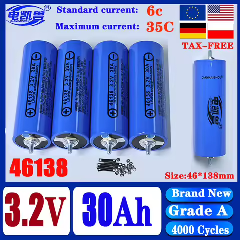 New A-grade 3.2V 30Ah 4000 cycle LiFePO4 high rate rechargeable battery, standard 6C discharge, maxi