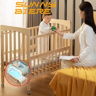 SUNNY BIERE Baby Crib Set Blue/Pink/White 1/2Layer Solid Wood