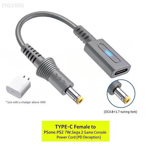 【TG150】Type C 45W PD Charge Cable For PS1 USB C Gaming Power Supply Cord For Charging Game Controlle