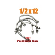 SUS 304 U-Bolt Stainless Steel U-Bolt 1/ 2 x 12