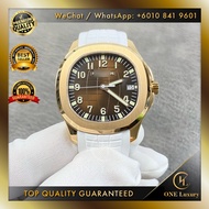 🔥SWISS TOP QUALITY🔥 AQU4NU4T 5167R BROWN DIAL 18K ROSE GOLD ON WHITE RUBBER STRAP