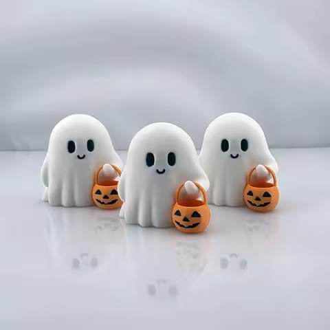 3pcs Cute Tiny Trick or Treat Ghost Halloween Decoration Desk Display Spooky Home Decoration Adorabl