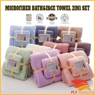 Ready Stock Cute Face Towel 2In1 Set with Mircofiber Thicken Cotton High Absorbent Soft Bath Towel +