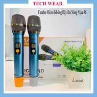 ( XẢ KHO ) COMBO Bộ 2 Micro Không Dây Đa Năng Max 56 Hút Âm Tốt Hạn Chế Hú Rít - Sạc Pin Ngay Trên M