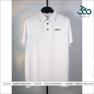 Áo Golf polo Titleist màu trắng trơn vải polyester spandex thiết kế lỗ thoáng khí làm mát nhanh